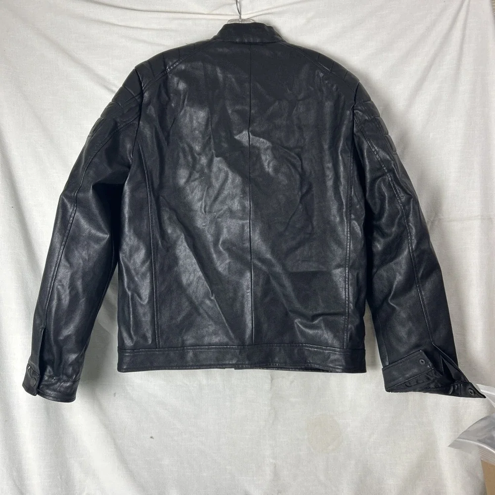 DKNY Size Small Men's Mixed Media Faux Leather Puffer Motocros Racer Jacket
